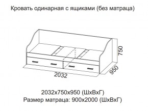 Кровать одинарная с ящиками (Без матраца 0,9*2,0) в Арамиле - aramil.магазин96.com | фото